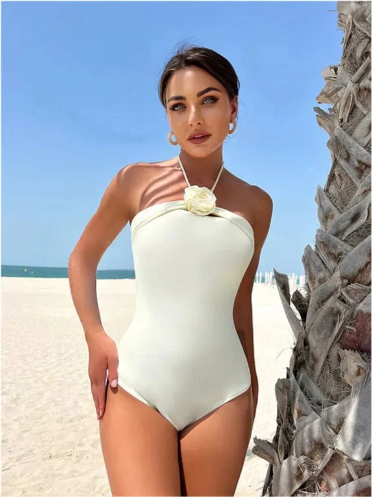 

2025 Women Tropical Print Solid Bikini Set Sexy High Waist Bottom & Push Up Top Women's Floral Swimwear for Beach Vacation Femme
