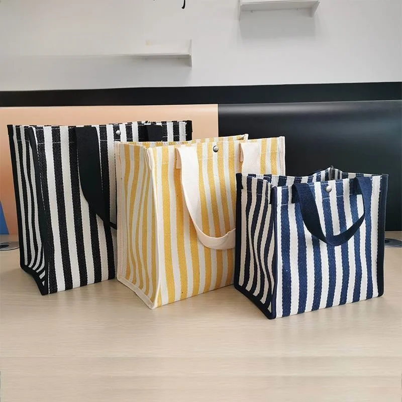 

Large Capaci Canvas Tote Bag Striped Single oulder Storage Bag Faionable op Bag for Office Workers And Outdoors