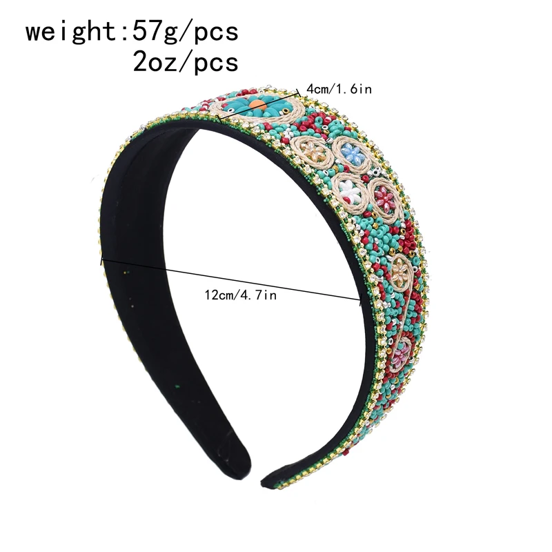 Bohemian Ethnic Women Headband Colorful Acrylic Flower Turkish Statement Hair Jewelry Charms Beads Hairwear Female