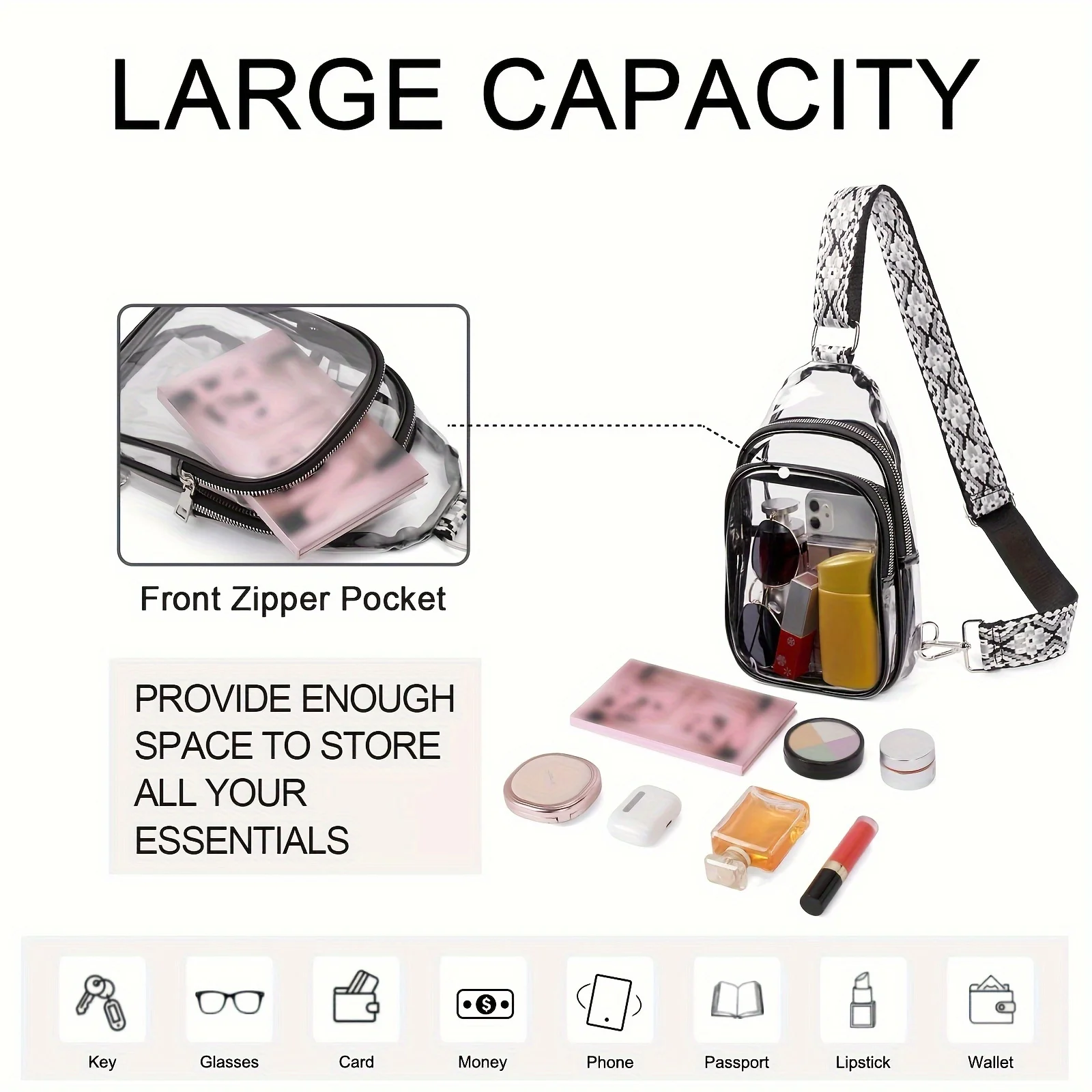 Clear Bag For Stadium Events, Clear Bag Purses For Women Crossbody Transparent, Crossbody Purses For Concerts Sports image 3