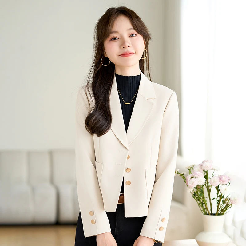 

Casual Blazer for Women Spring 2024 New High-End Elegant Style for Petite Figures Female Office Lady Coat Top High Quality Sweet