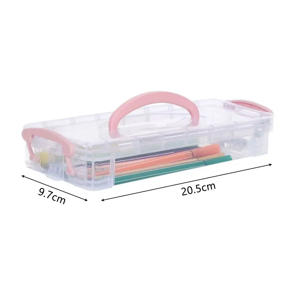 Hochwertiges Mehrschichtiges Tragbares Federmäppchen Abnehmbare Kunststoff-Materialbox für Pinsel Stapelbare Transparente Aufbewahrungsbox – Detail 1
