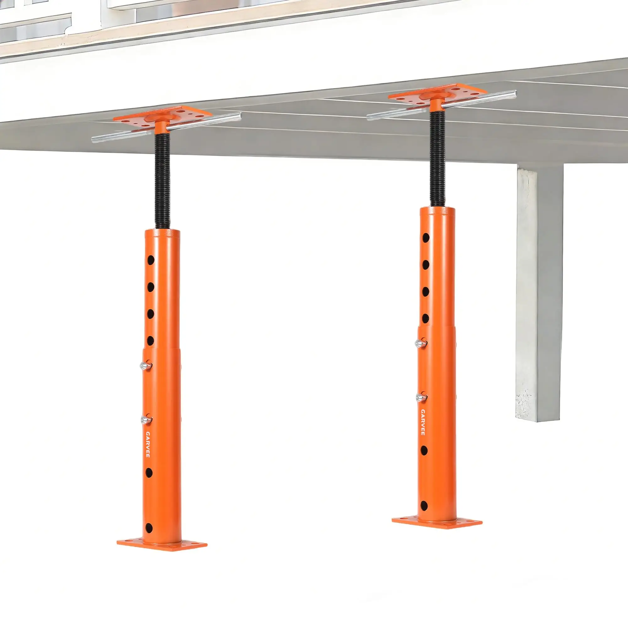 Confezione da 2 pali regolabili per supporto a pavimento (puntelli Acrow), 134,62-236,22 cm, in acciaio telescopico, portata 18.000 lb, con testa girevole e perno di bloccaggio, per livellamento travi