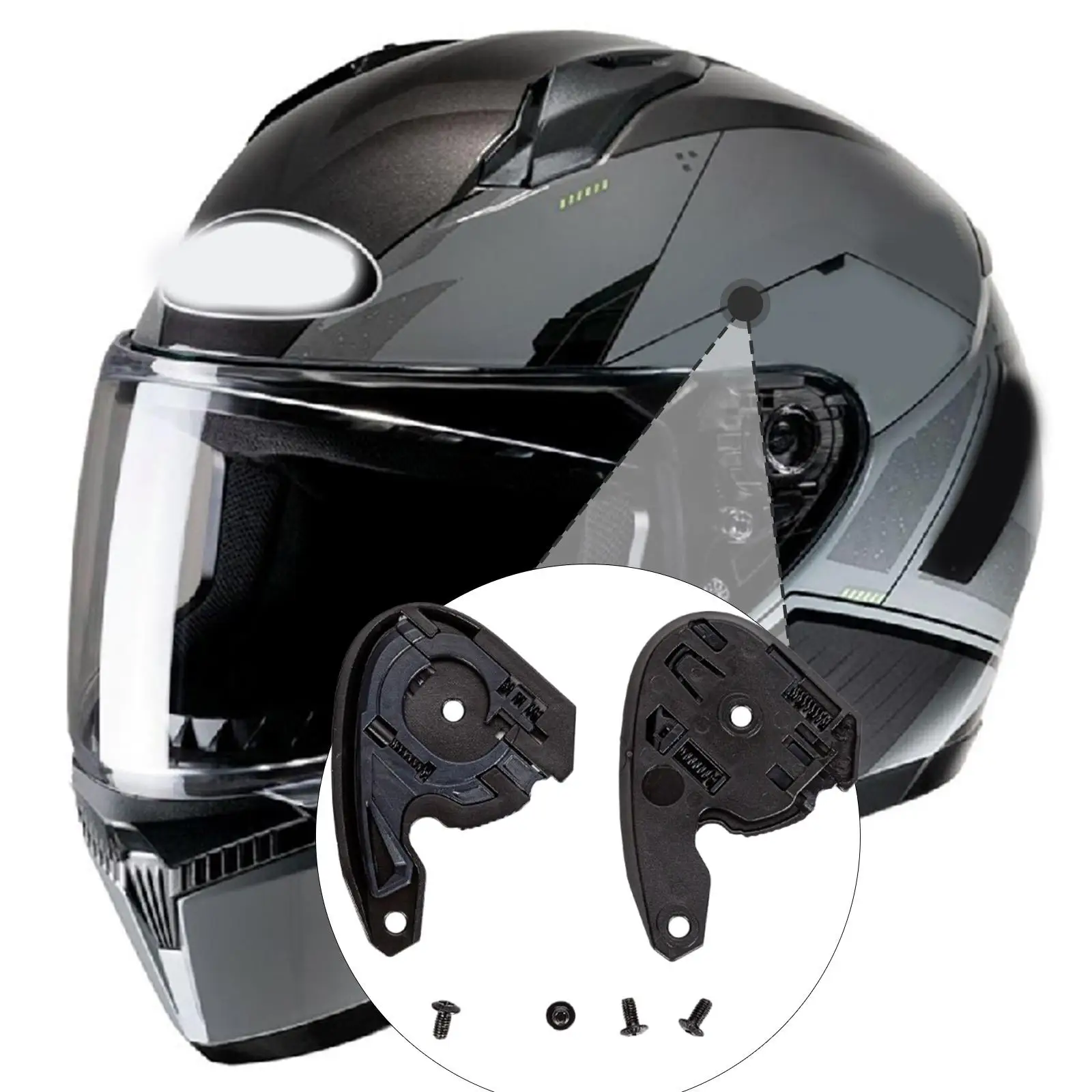 

2Pcs Helmet Bases Visor Bases Easy to Install with Screws Repair Tools Plate Replacement for C10