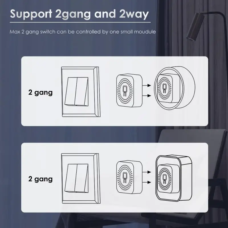 Tuya WIFI Smart Mini Switch 2Gang Dual Way Control DIY Switch Automation Breaker Module Work With Alexa Google Home Yandex Alice