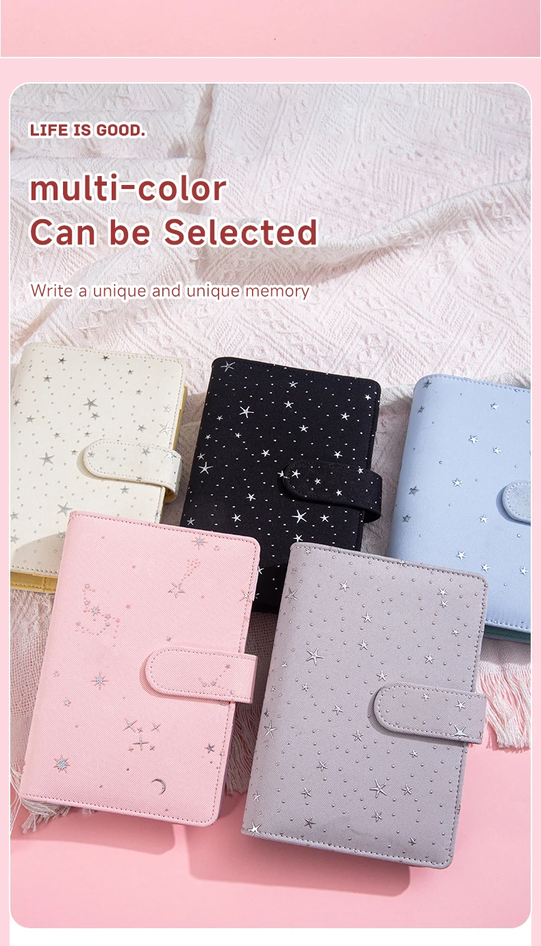 A5 A6 Glitzer-Stern DIY Ringbuch-Einband Tagebuch Agenda Planer Papiereinband Schulbedarf – Detail 3