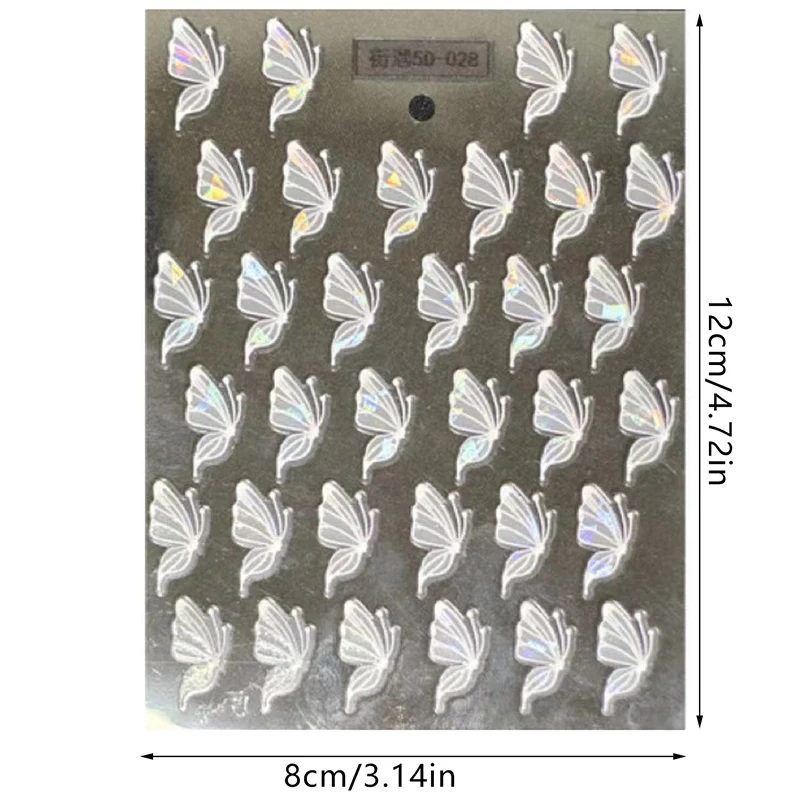 Butterfly Wings White Nail Sticker Nail Styling Stereoscopic Relief Nail Decal DIY Nail Art Salon Nail Art Enthusiasts