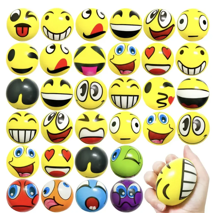 12 sztuk wyciskanie buźki PU zabawna pianka wyraz miękka piłka zabawka gąbka piłka ciśnieniowa dziecięca zabawka sportowa dla dorosłych piłka