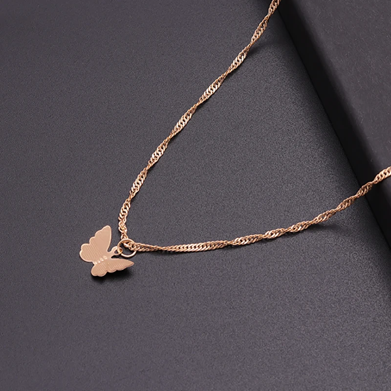 Aihua Mode Gold Silber Farbe Schmetterling Halskette Einfache Schmetterling Form Anhänger Halsband Geburtstag Party Geschenk Frauen Schmuck – Detail 3