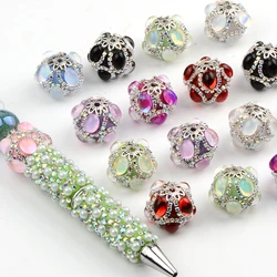 5pc Acrylic Rhinestone Loose Space Bead,Mix color ABS Vintage Round Bead for DIY Jewelry Making-Ideal for Necklace,Bracelet,Earr