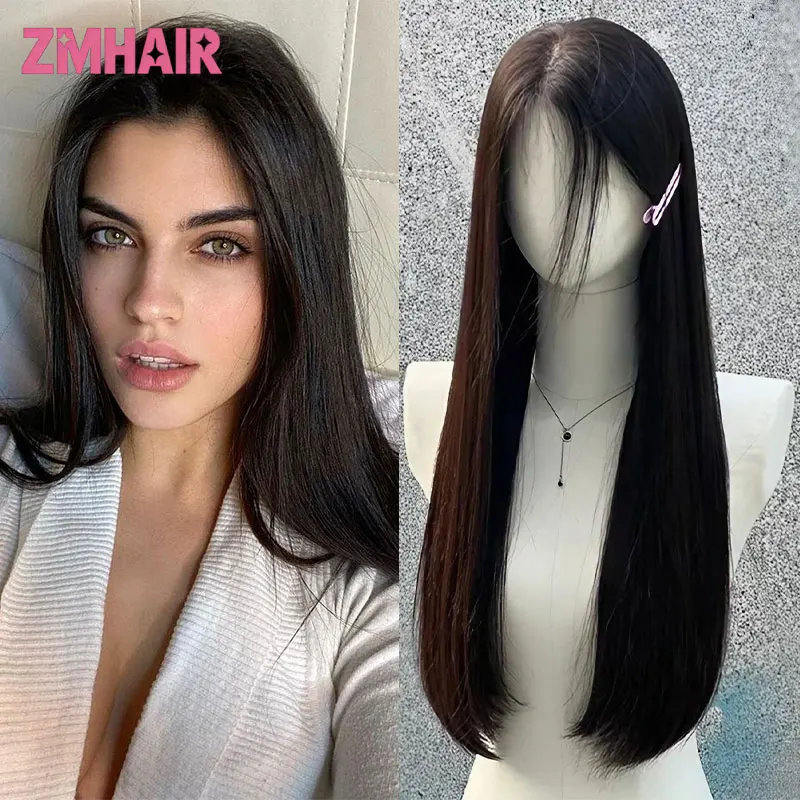 

Шелковый парик 6*6 с прямой шинкой, с воздушной челкой и прядями для младенцев, предварительно снятая прядь, прямые бразильские натуральные волосы, для женщин, 20 дюймов