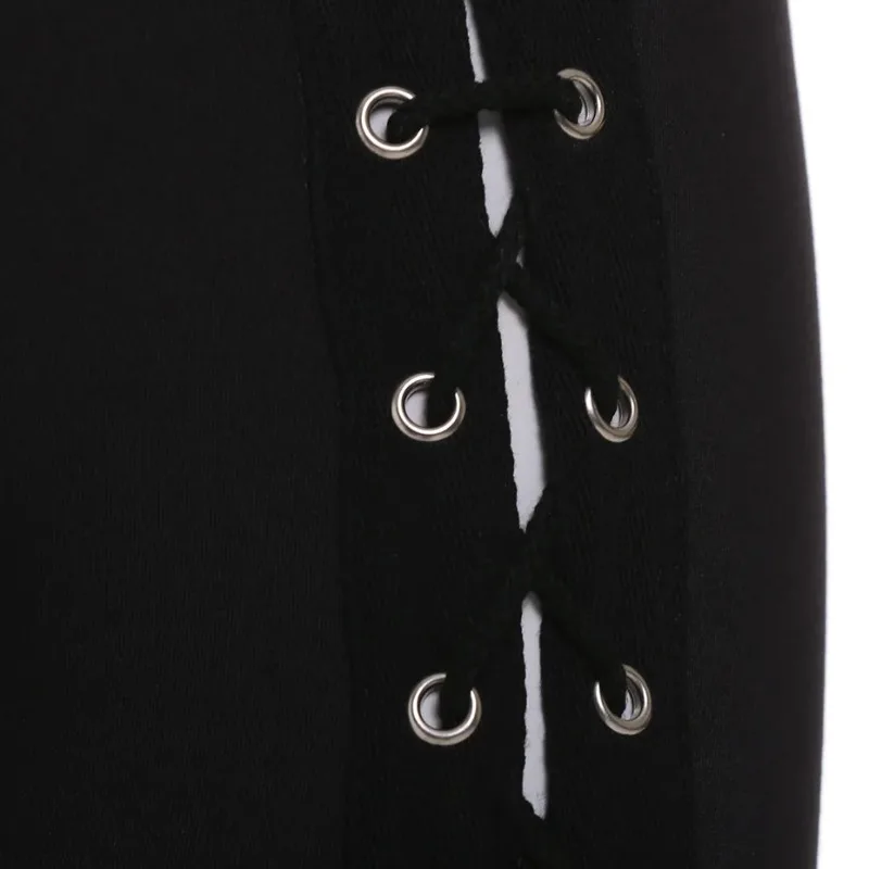 Leggings pantaloni fasciatura donna primavera nero Slim Lace-Up Streetwear Skinny Fashion Sexy Casual Harajuku Goth Pants