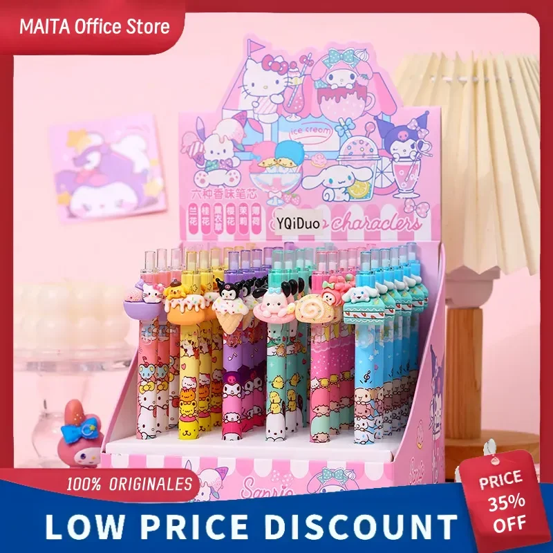 

Гелевая ручка Sanrio 36 шт. 0,5 мм, черная мультяшная ручка Kuromi Love Family, смола Hello Ktiiy, пресс-ручка, милые письменные принадлежности, офисные принадлежности.
