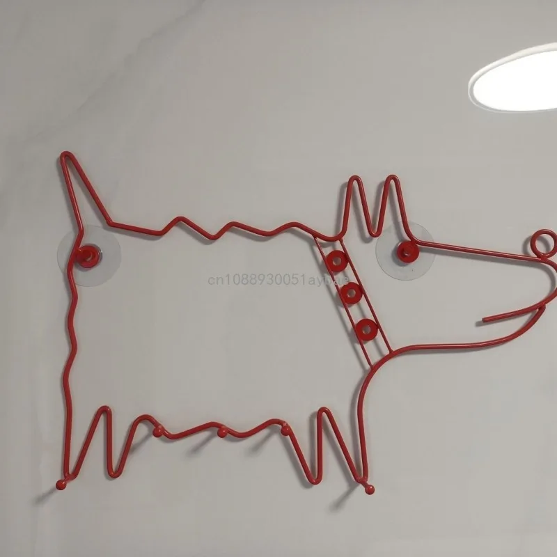 Vestibule Vintage Red Puppy Metal Decoration Cute Hook Animal Minimalist Modern Nordic Hook Key Holder Wall Hook  Hangers