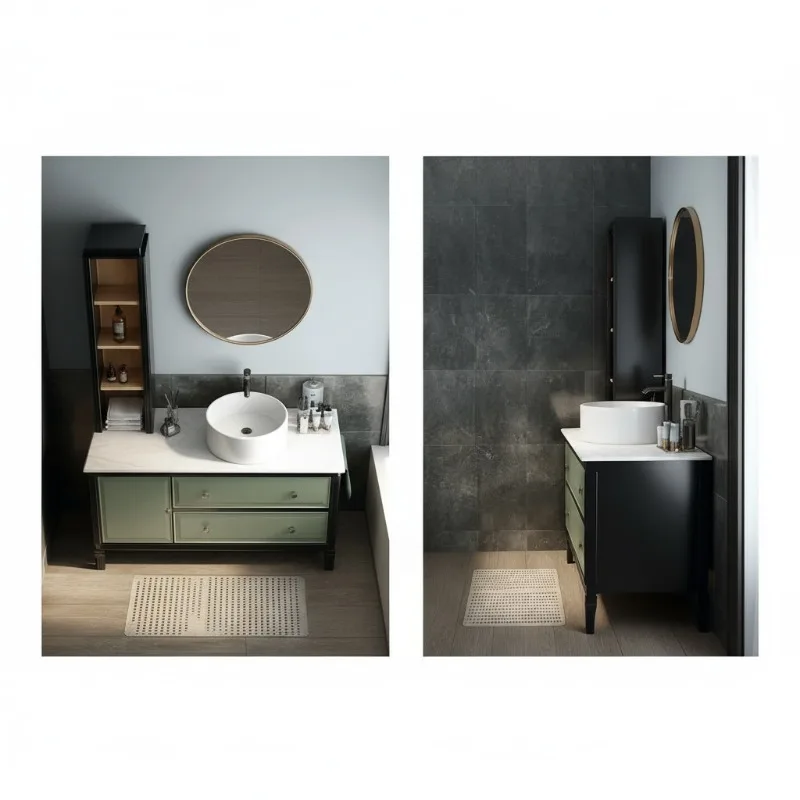 Floor-to-ceiling cabinet American light luxury bathroom cabinet combination rock slab table basin washstand oak paint wash basin