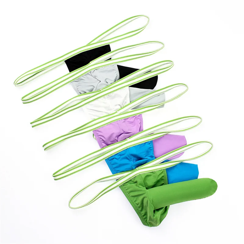 6PCS Men's Thongs Elephant Trunk Men's Underwear Solid Color Sexy Breathable T Pants with Low Waist Thong Mens Jockstraps Sexy