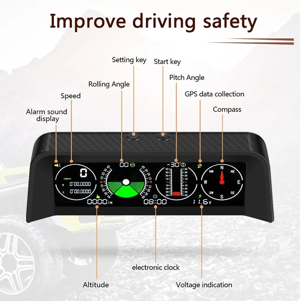 NEW X90 GPS Speedometer Head Up PMH KMH Slope Meter Inclinometer on-board Computer Car with Car Compass Clock Latitude Longitude