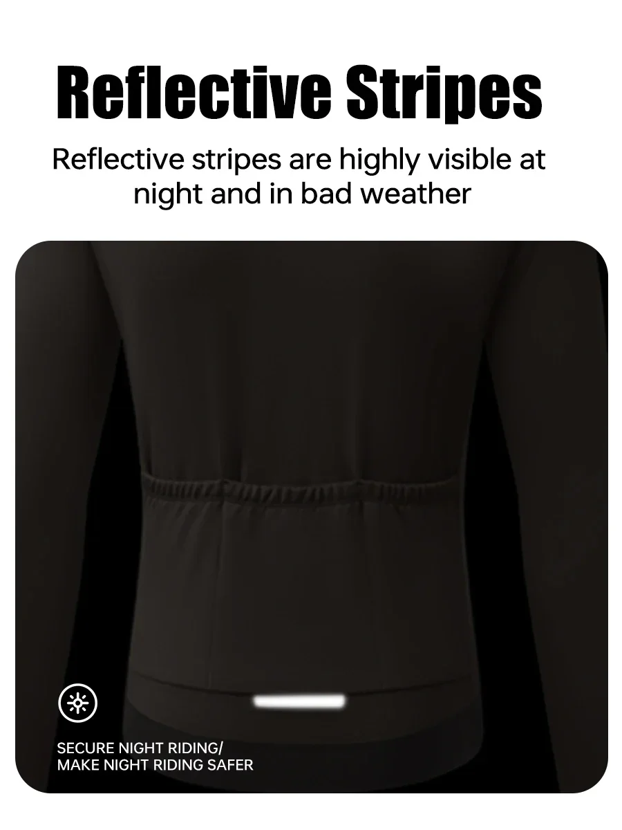 X-TIGER Fleece-Radtrikot für Herren, thermisches Radshirt mit langen Ärmeln, Fahrradshirt mit 3 Taschen und rutschfestem Saum für Rennrad- und Mountainbike-Fahrten. – Detail 8