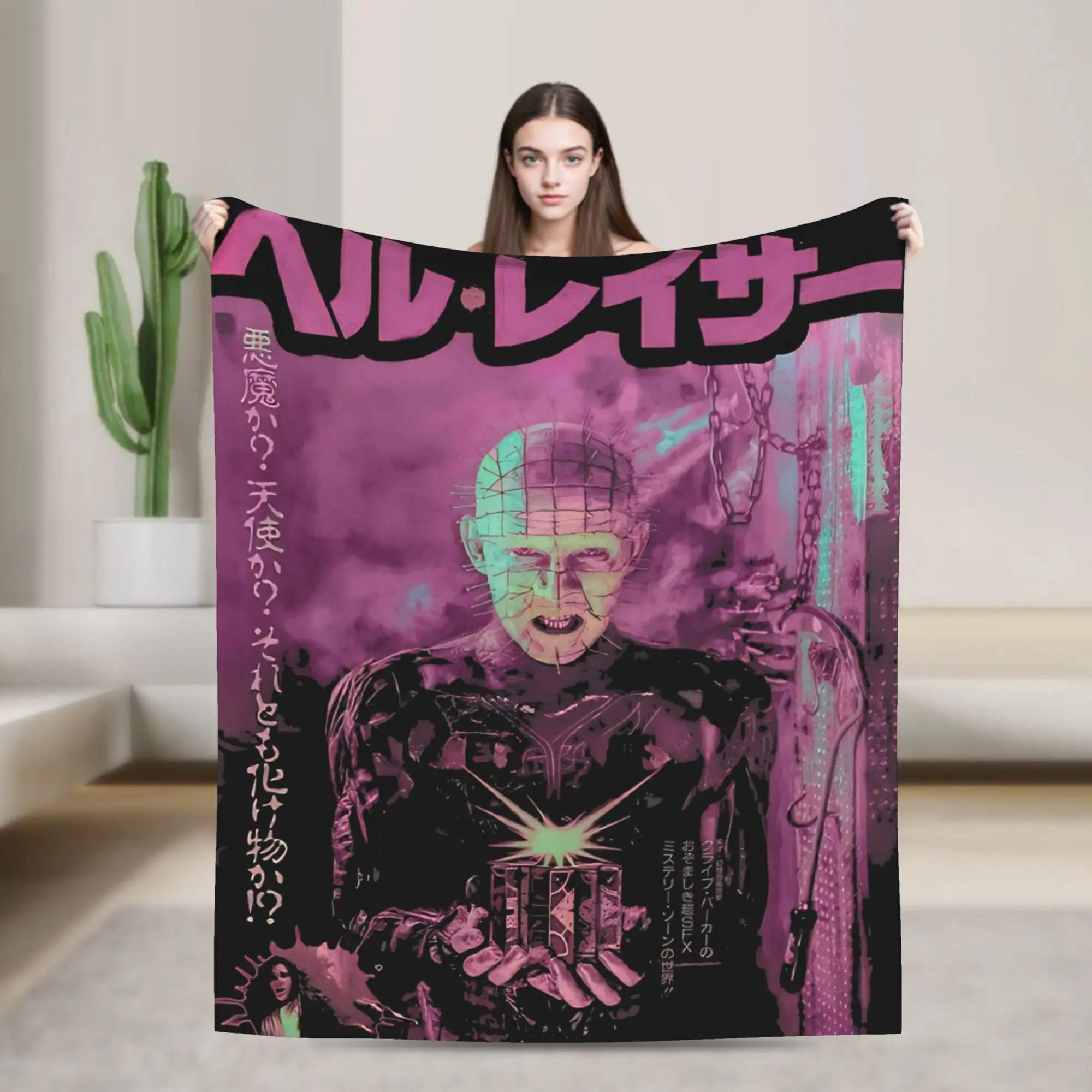 Horror Pinhead Movie Blankets Fleece Decoration Hellraisers Multi-function Warm Throw Blankets for Bedding Travel Bedding Throws