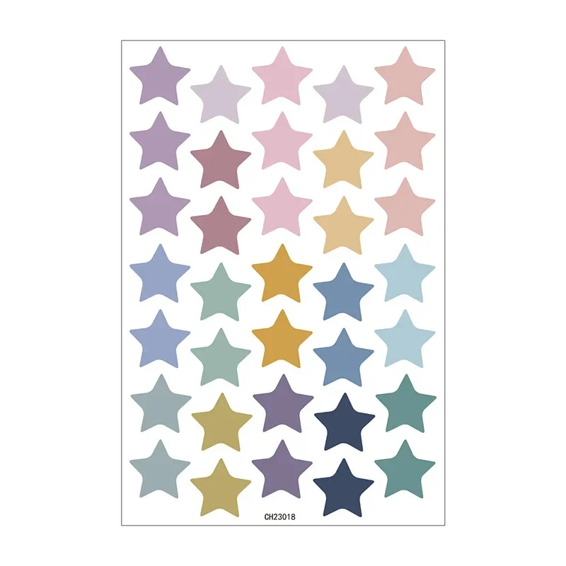 Colorful Stars Wall Stickers Removable Nursery Home Decoration for Kids Rooms Girls Bedroom Vintage Garden Vinyl Interior Decal