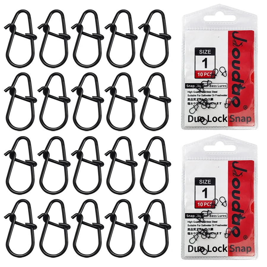 Duo Lock Fishing Snap 20Pcs Stainless Steel Hooked Snap Pin Fastlock Clip Accessories Tackle for Barrel Swivel Lure Accessories