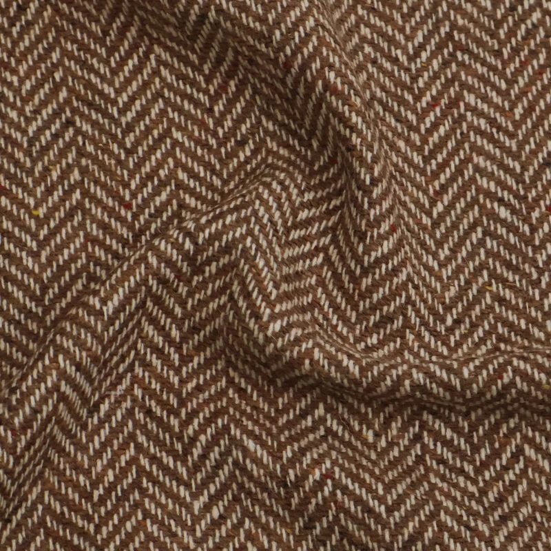 2Yards Soft and draping British brown coffee-colored herringbone wool cashmere fabric for making clothes, pants, and suitsA