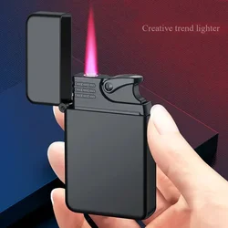 Square Metal Red Jet Flame Lighter Inflatable Butane Lighter Smoke Accessories Windproof Gas Lighters Gifts for Smokers