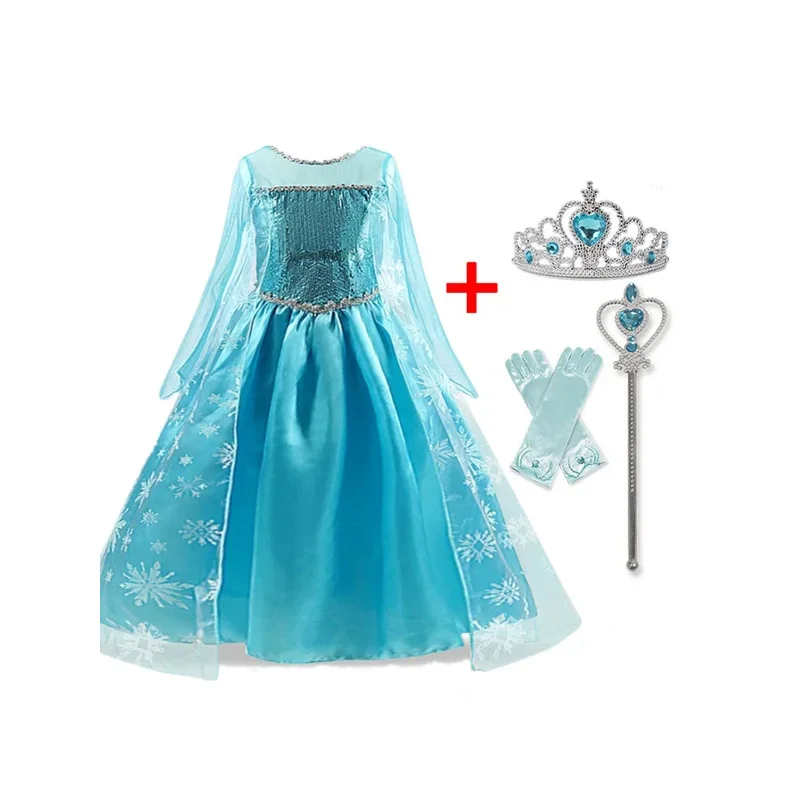 Costumes de princesse Elsa pour filles, vêtements de fête d'Halloween, cosplay pour enfants, reine des neiges, vêtements Kiev illage de paupières pour enfants, pli jouant, MN9