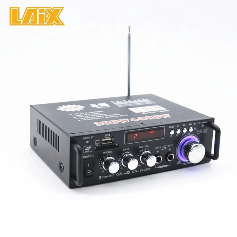 

Hifi Mini Blue--tooth Amplifier for Mp3 Player with 110V and 220V Audio Stereo Power FM Radio Support 12V Car Amplifier