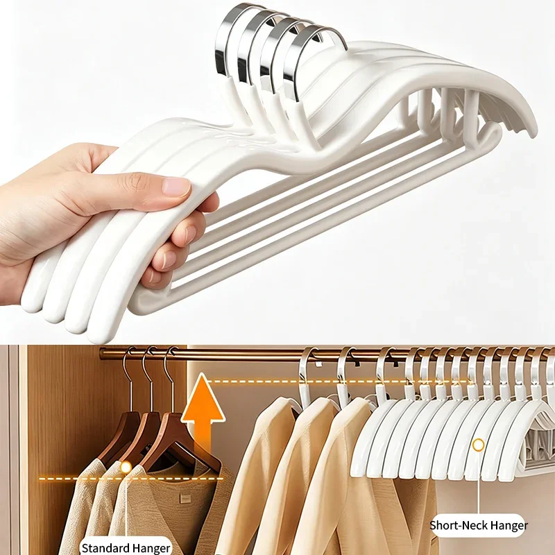 5/10Pcs Thickened M-shaped Coat Hangers No Trace Non-Bulging Suits Hanger for Men Women Space-Saving Short-Necked Clothes Rack