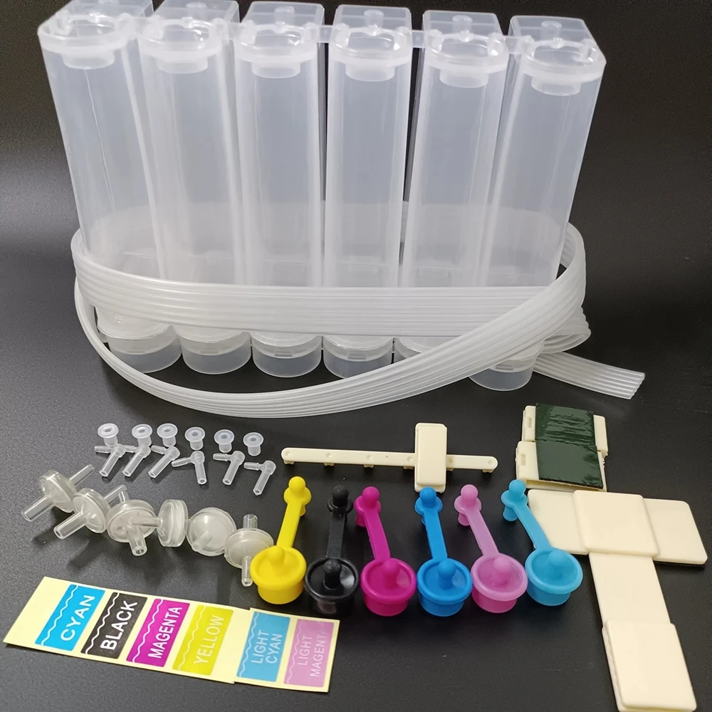 6 Color CISS Continuous Ink Supply System Universal Kit with Accessories Ink Tank for HP Canon Printers Drill Pumping Ink Folder