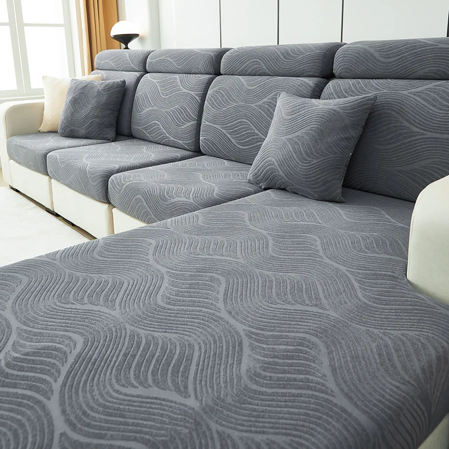 New 3D Three-dimensional Jacquard Velvet Sofa Hat Solid Color Non-slip Lazy Sofa Cushion Cover in Stock