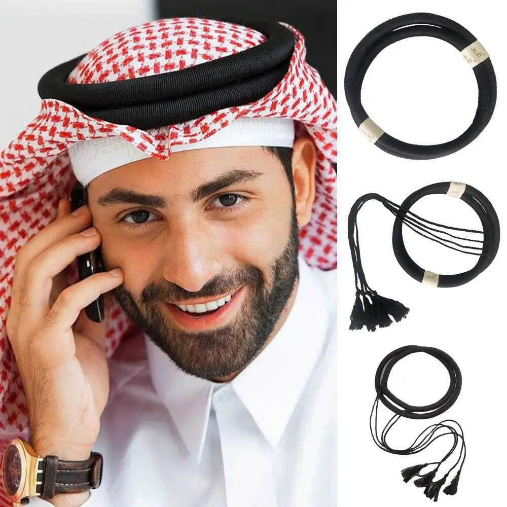 1Pcs Desert Accessories Headwear Rope Man Saudi Arabic Dubai Islamic Clothing Headrope Black Muslim Egal Shemagh Shawl