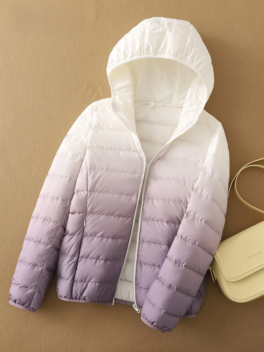 Yaloo Lightweight Puffer Jaet Hooded Casual ort adient Color Warmth Autumn Winter Cloudlike 90% down Polyester Fiber