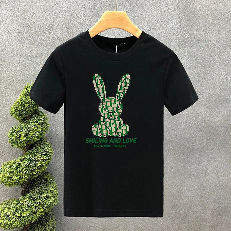Camiseta con estampado de conejo para hombre y mujer, camisa de manga corta, 100% algodón,alta quality, Harajuku, talla asiatici