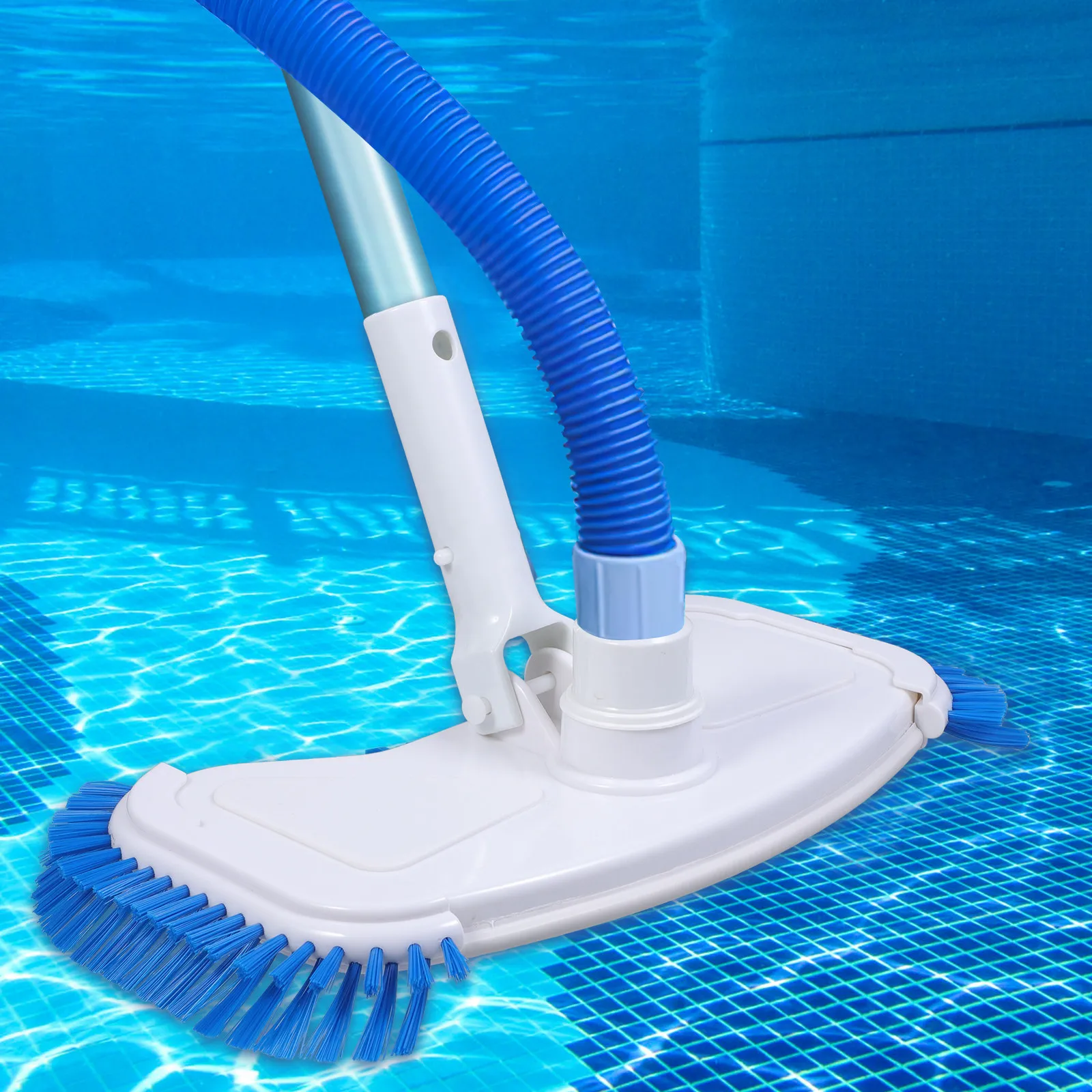 14 Inch White Pool Vacuum Head with Side Brushes for Inground Above Ground Inflatable Kiddie Small Pools Universal Swimming Pool