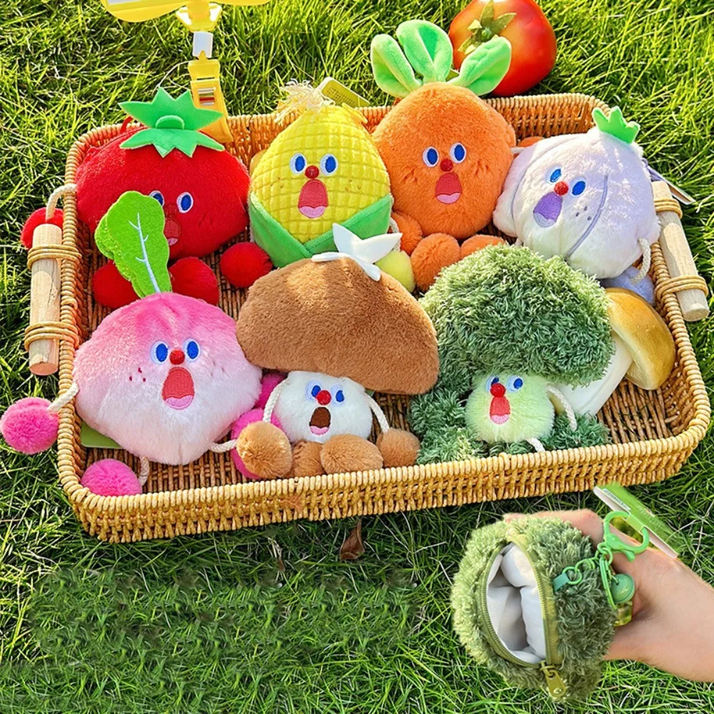 

Scream Expression Vegetable Plush Coin Purse Stuffed Doll Cartoon Vegetable Plush Earphone Bag Colorful Fun