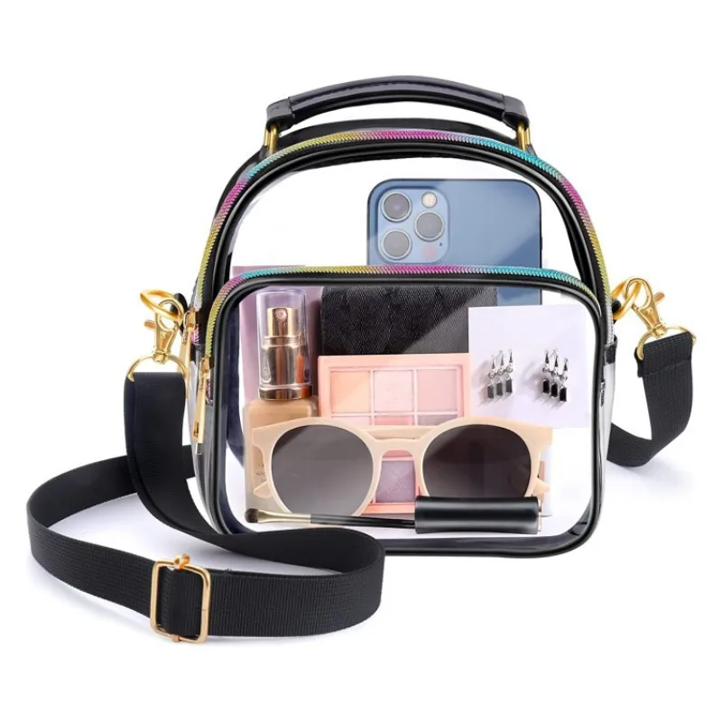 

Transparent PVC Ladies Small Handbags Stadium Approved Women Clear Bag Fashion Waterproof Casual Simple Crossbody Shoulder Bags