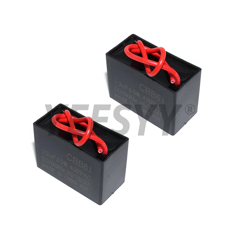 Capacitor CBB61 450V Fan Starting Capacitor 3UF/ 4UF/ 5UF/ 6UF/ 10UF/1UF/ 1.2UF/ 1.5UF/ 2UF/ 2.5UF 450V Fan Capacitors