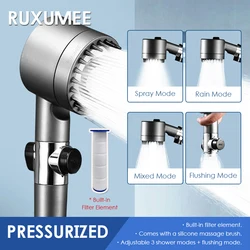 High Pressure Filter Shower Head 4 Modes Pressurized Booster Rainfall Handheld Stop Adjustable With Massage Bathroom Acessories