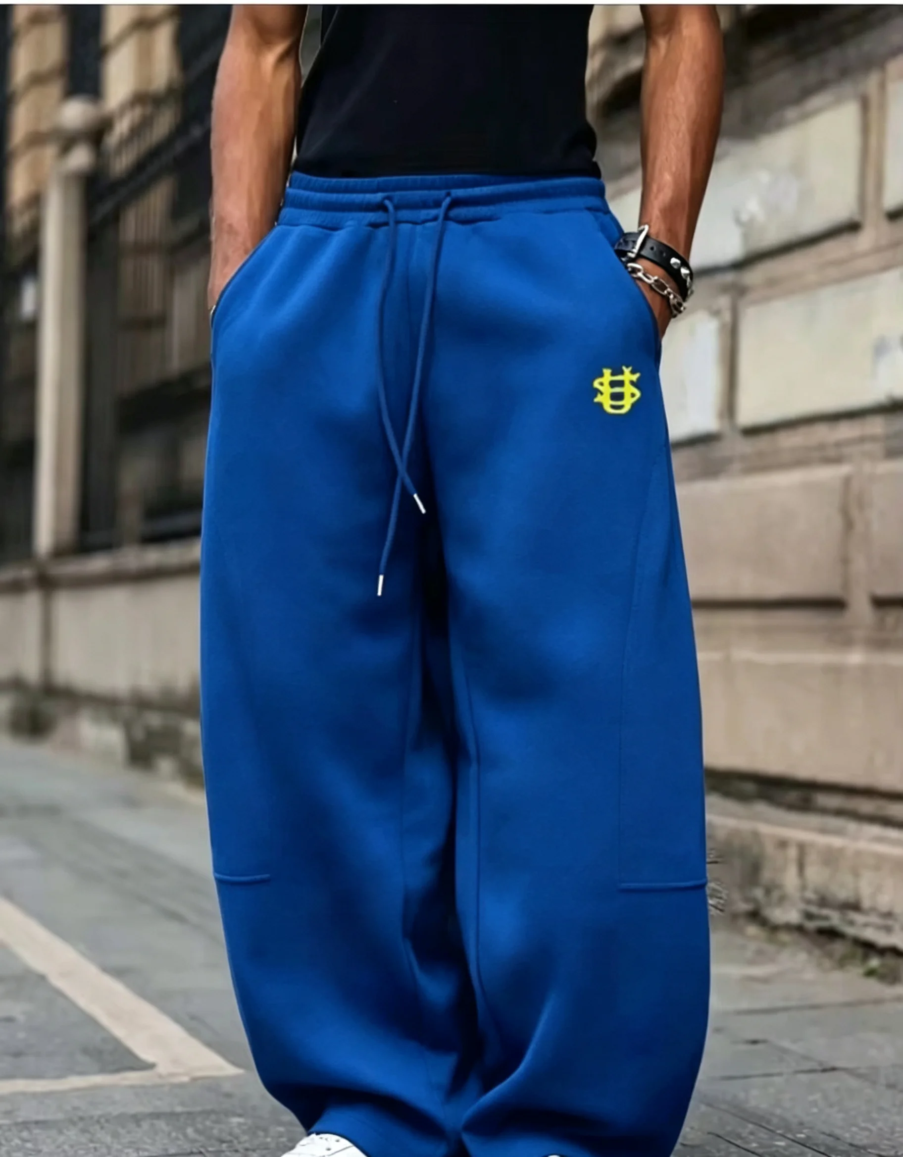 2026 Herren Streetwear Weitbeinige Jogginghose, Dollarzeichen-Stickerei, Lässige Sport-Langhose, Coole Modische Herbsthose, Ideal – Detail 12
