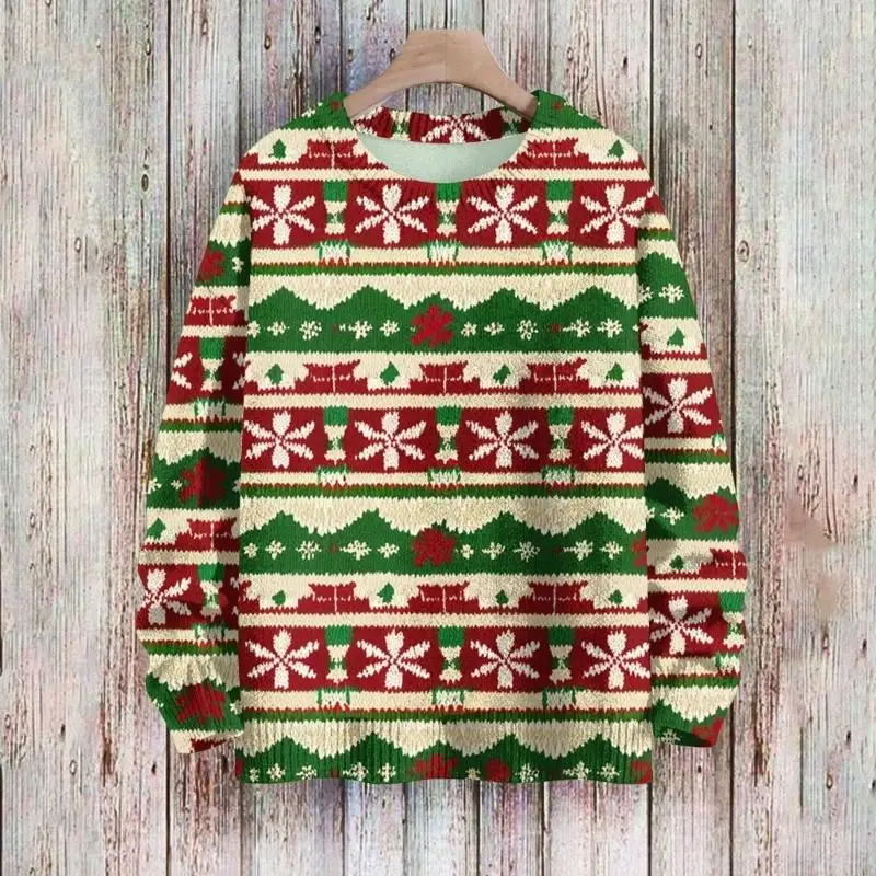 39BB navideño manga larga para mujer Sudadera con estampado navideño en