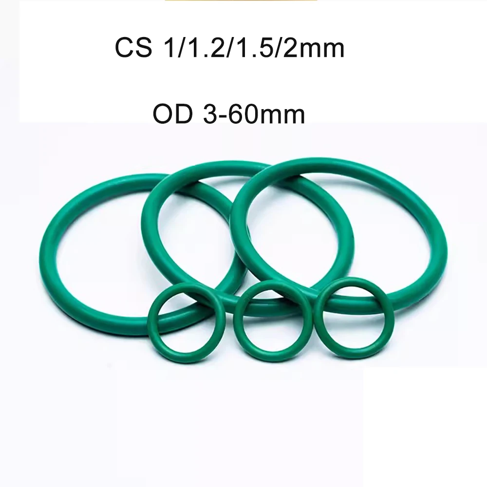 10pcs FKM O Ring Sealing Gasket Insulation Oil High Temperature Resistance Fluorine Rubber O-Ring CS 1/1.2/1.5/2mm OD 3-60mm