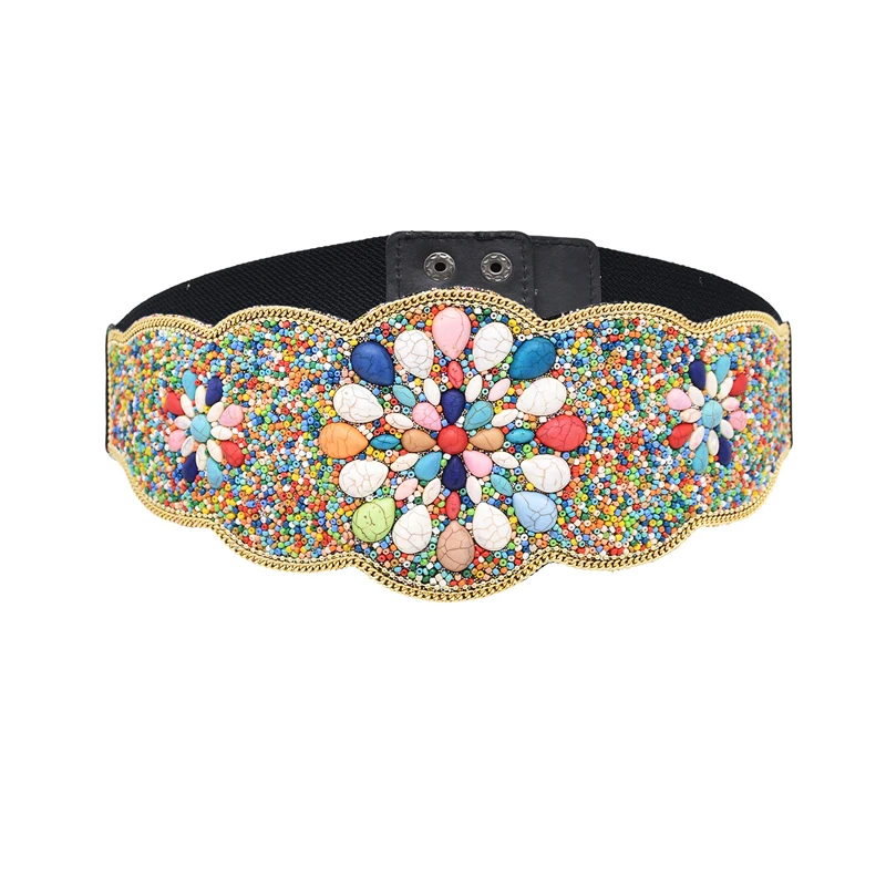 Ręcznie robiony koralik damski pas artystyczny etniczny turkusowy kwiat turecki guzik Charms biżuteria do ciała oświadczenie cygańskie paski kobiece