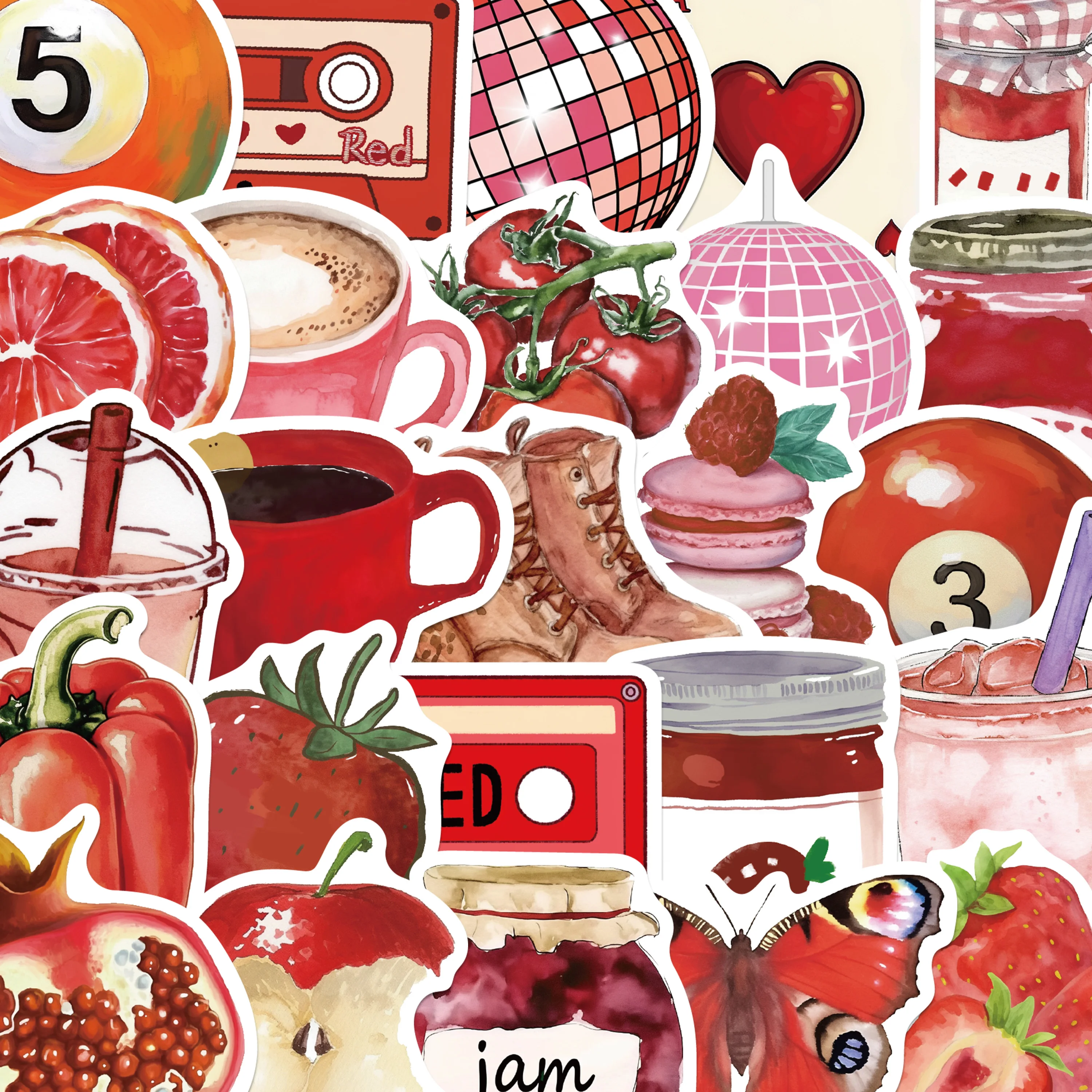 50pcs Cherry Downtown Sticker Fashion Funny Decal For Phone Laptop Closet Wallet Backpack Scrapbook Guitar Decoration Sticker
