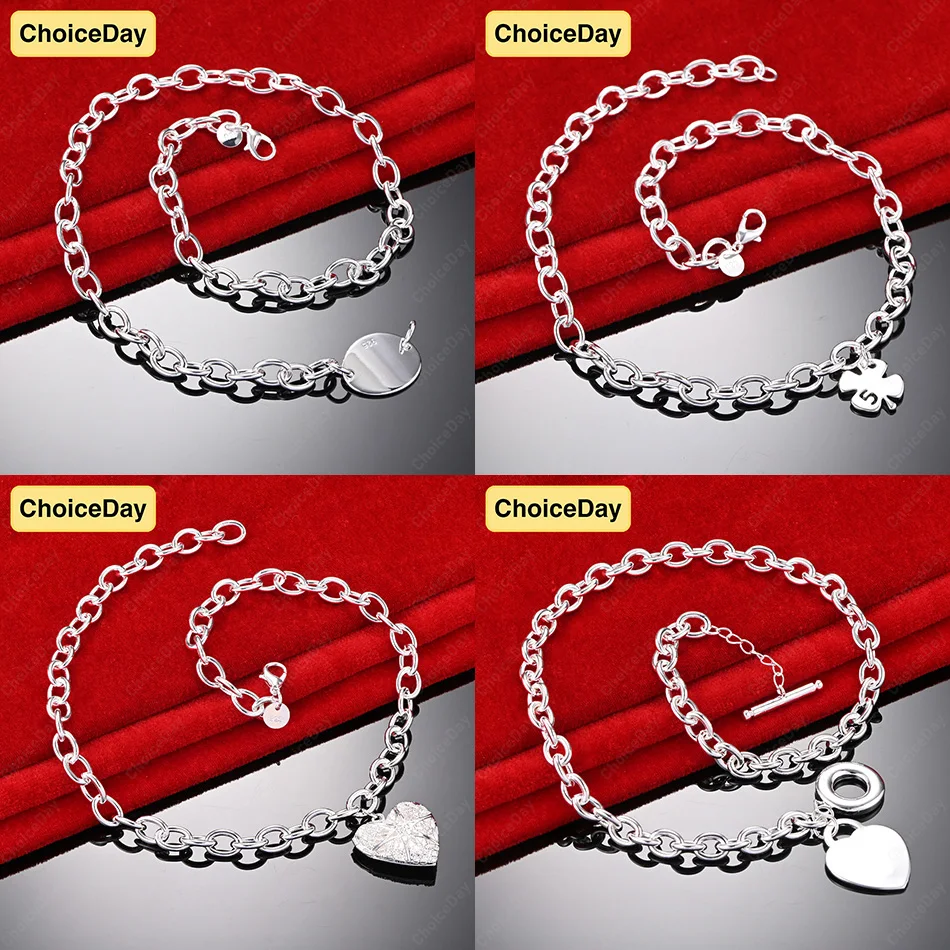 

ChoiceDay 925 Sterling Silver Exquisite Heart-Shaped Four-Leaf Clover Necklace Women's Gift Wedding Jewelry Party Accessories
