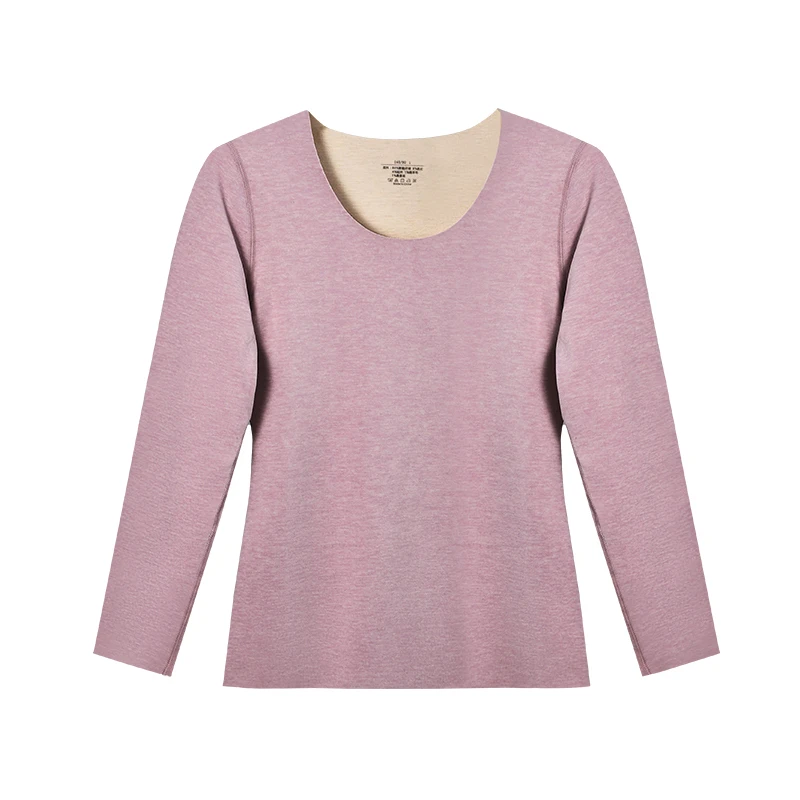 Damen-Thermounterwäsche, nahtlose Innenbekleidung, mit Fleece gefütterte und verdickte Basisschicht für Herbst und Winter, einteiliges Woll-Thermooberteil für Damen