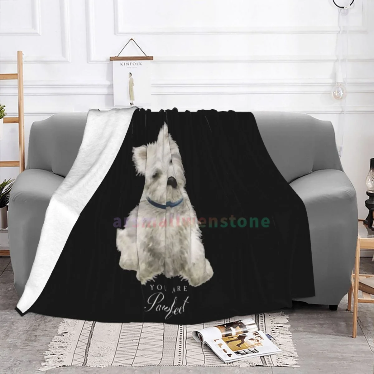 White Terrier Dog Flannel Fleece Blanket Soft Warm Lightweight Cozy Anti-Pilling Fuzzy Throw Blankets for Couch Bed Sofa Travel