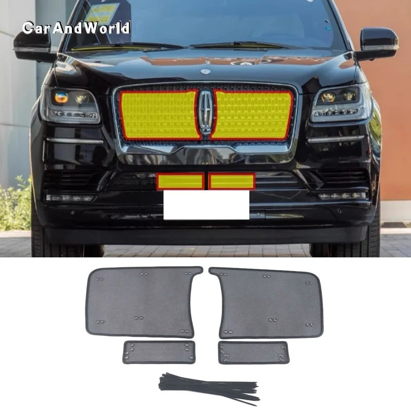 Stainless Middle Grilles Insert Screening Net Insect Protecte Guard Mesh Trims Car Accessories For LINCOLN Navigator 2018-2020