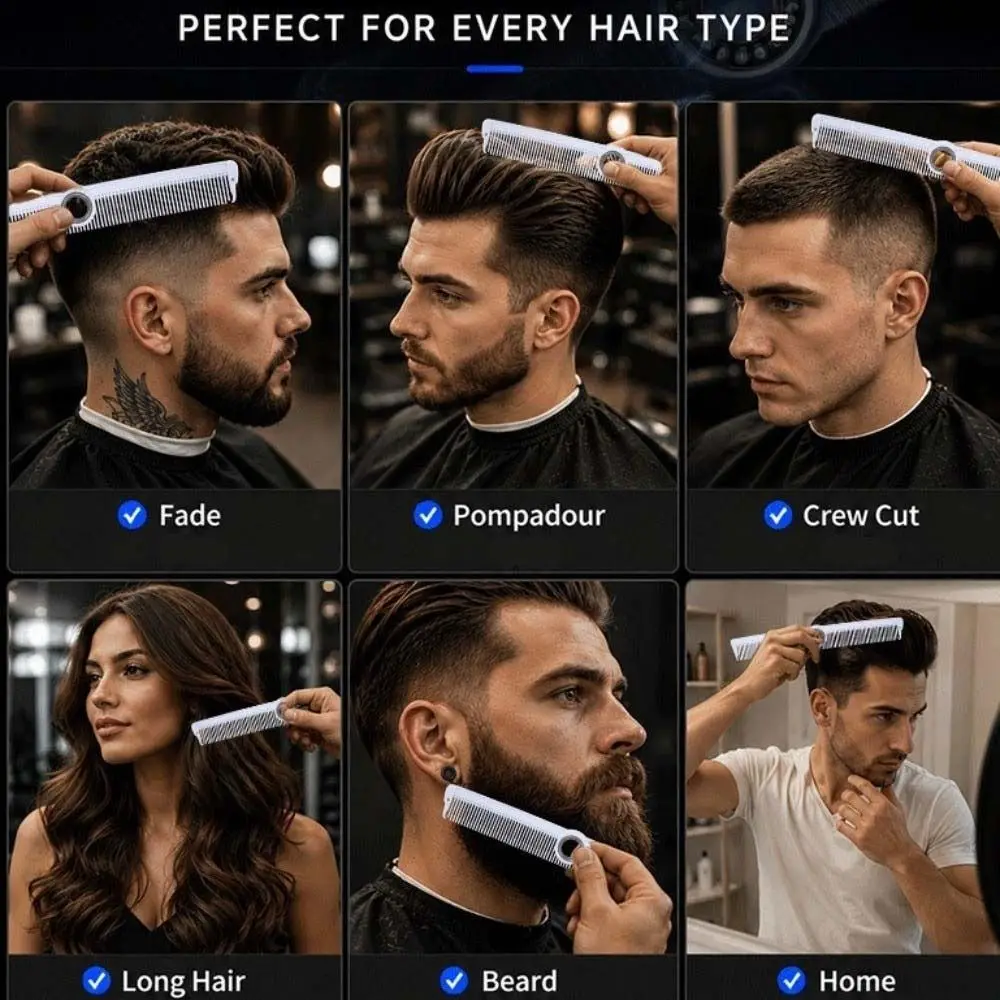 Non-slip Rotatable Hair Cutting Comb Professional Portable Hairdresser Styling Comb Smooth Heat-Resistant